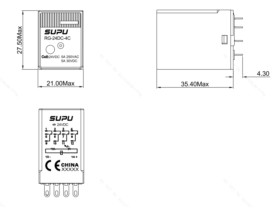 标准型继电器插头RG-24DC-4C