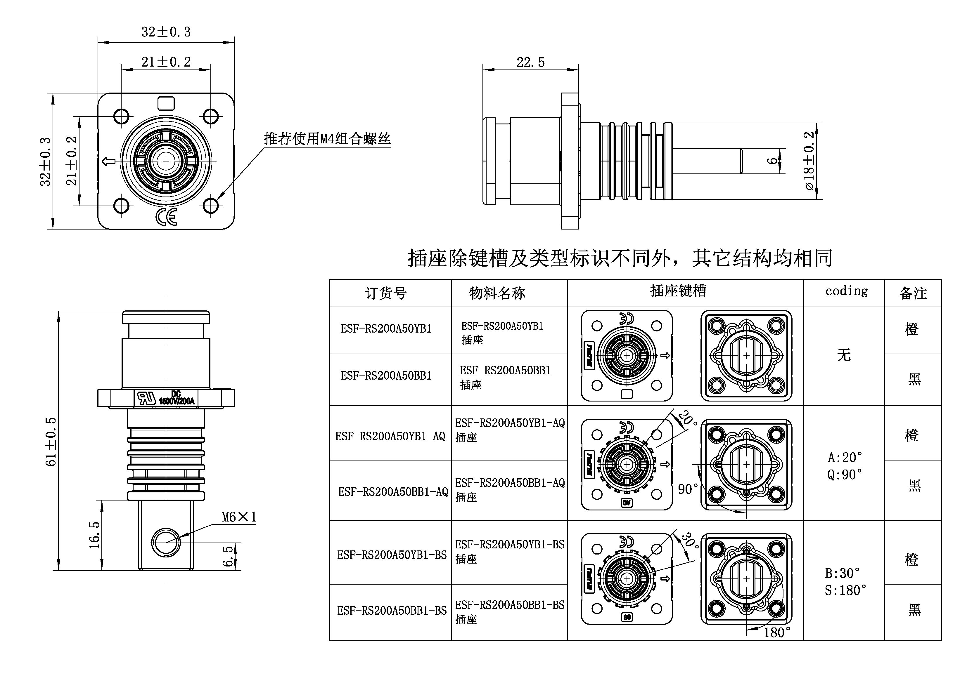 储能连接器ESF-RS200A50BB1-BS-速普IP67新能源储能连接器