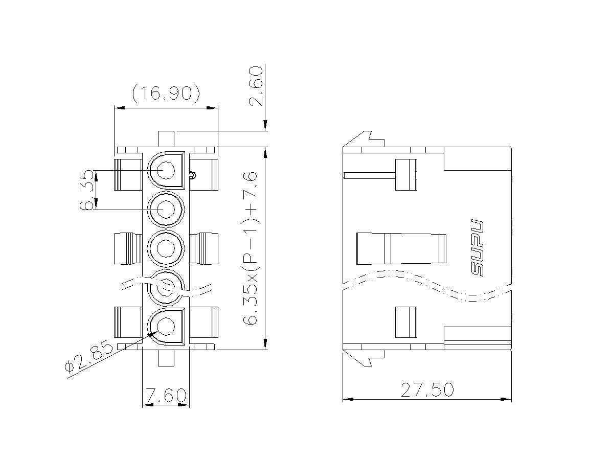 Końcówka zaciskana BL635VXXM-WT-0000 (jeden rząd)