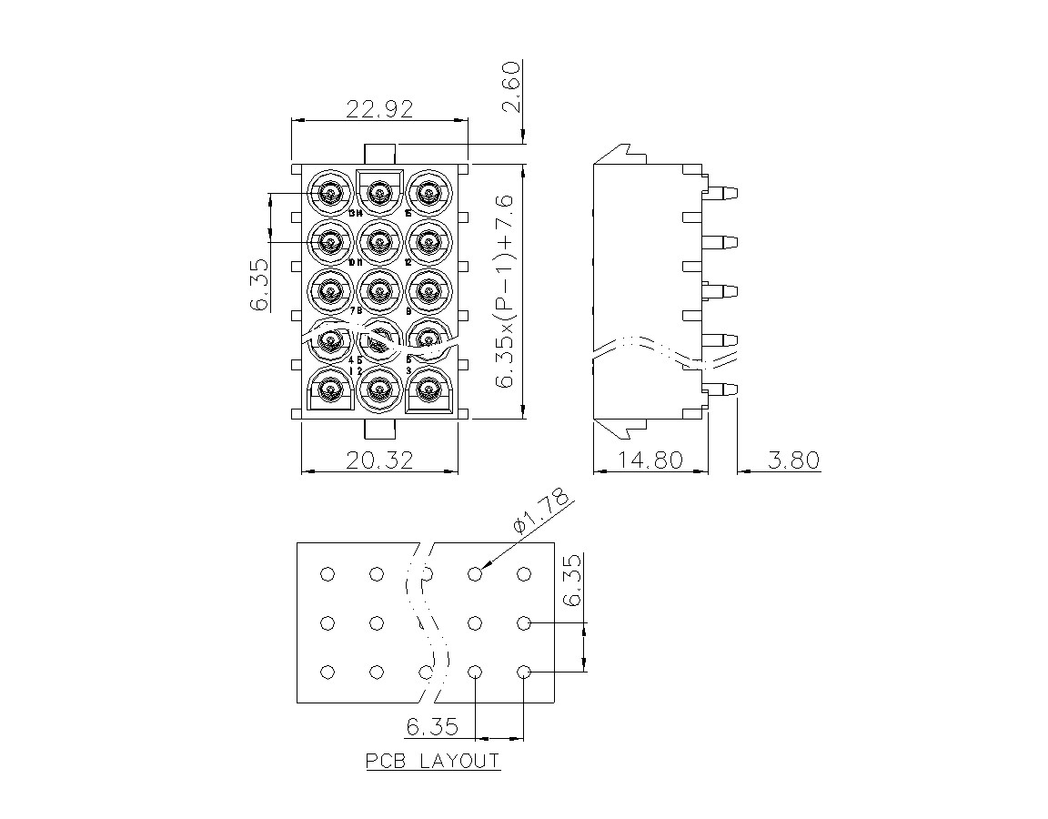 Końcówka zaciskowa BP635VXXF-WT-0000 (trzy rzędy)