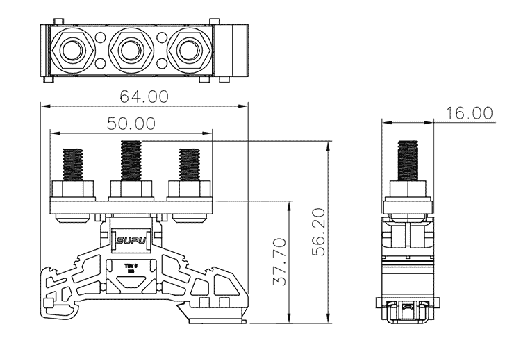 Blok zacisków śrubowych TBV6-3-GY-Supu Electronics